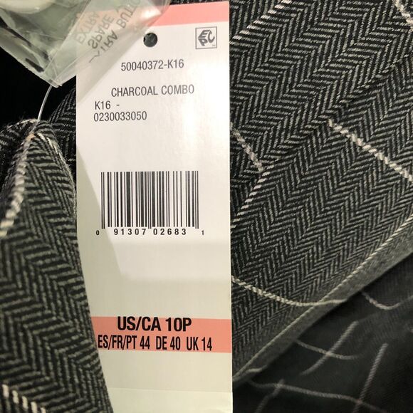 Le Suit Womens Blazer 10 Petite Gray Suit Checkered One Button Front Pocket NWT - Picture 9 of 12